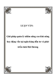 LUẬN VĂN:  Giải pháp quản lý nhằm nâng cao khả năng huy động vốn tại ngân hàng đầu tư và phát triển tỉnh Hải Dương