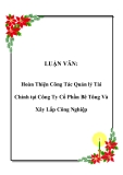 LUẬN VĂN:  Hoàn Thiện Công Tác Quản lý Tài Chính tại Công Ty Cổ Phần Bê Tông Và Xây Lắp Công Nghiệp