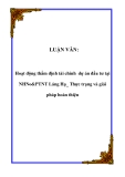 LUẬN VĂN:  Hoạt động thẩm định tài chính dự án đầu tư tại NHNo&PTNT Láng Hạ_ Thực trạng và giải pháp hoàn thiện