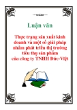 Luận văn: Thực trạng sản xuất kinh doanh và một số giải pháp nhằm phát triển thị trường tiêu thụ sản phẩm của công ty TNHH Đức-Việt