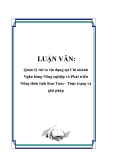 LUẬN VĂN: Quản lý rủi ro tín dụng tại Chi nhánh Ngân hàng Nông nghiệp và Phát triển Nông thôn tỉnh Kon Tum - Thực trạng và giải pháp