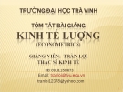 Tóm tắt bài giảng kinh tế lượng - Chương 1