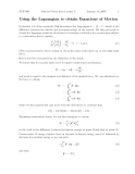 Using the Lagrangian to obtain Equations of Motion