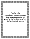 Luận văn: Một số biện pháp hoàn thiện hoạt động nhập khẩu tại Công ty Vật tư, vận tải & xếp dỡ - Chi nhánh Hà Nội 