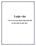 Luận văn: Vai trò của hoạt động Nhập khẩu đối với nền kinh tế quốc dân  