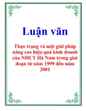 Luận văn: Thực trạng và một giải pháp nâng cao hiệu quả kinh doanh của NHCT Hà Nam trong giai đoạn từ năm 1999 đến năm 2001 