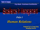 Excellence in managenment - Phần I Human Relations