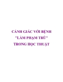 CẢNH GIÁC VỚI BỆNH "LẦM PHẠM TRÙ" TRONG HỌC THUẬT