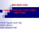 Báo cáo: THỦ TỤC TÁCH THỬA, HỢP THỬA