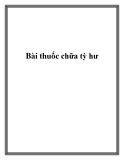 Bài thuốc chữa tỳ hư