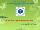 ĐỀ TÀI :  TÌM HIỂU VỀ DẠNG TOÀN PHƯƠNG