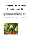 Những loại vitamin không thể thiếu của cơ thể