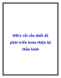 DHA rất cần thiết để phát triển hoàn thiện hệ thần kinh