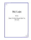 Bài Luận Đề Tài: Quản Trị Kinh Doanh Dịch vụ Du lịch khách sạn PARK HYATT 