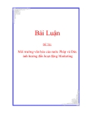 Bài Luận Đề Tài:Môi trường văn hóa của nước Pháp và Đức ảnh hưởng đến hoạt động Marketing