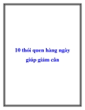 10 thói quen hàng ngày giúp giảm cân