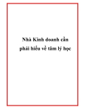 Nhà Kinh doanh cần phải hiểu về tâm lý học