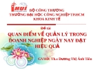 Đề tài: Quan điểm về quản lý trong doanh nghiệp ngày nay đạt hiệu quả