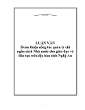 Đề tài: Hoàn thiện công tác quản lý chi ngân sách Nhà nước cho giáo dục và đào tạo trên địa bàn tỉnh Nghệ An