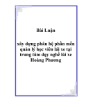 Tiểu luận: Xây dựng phân hệ phần mền quản lý học viên lái xe tại trung tâm dạy nghề lài xe hoàng phương