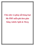 Chia nhỏ và ghép nối hàng loạt file PDF miễn phí đơn giản bằng Adolix Split & Merg