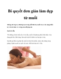 Bí quyết đơn giản làm đẹp từ muốí