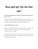 Rau ngót gây hại cho thai nhi?