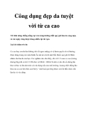 Công dụng đẹp da tuyệt vời từ ca cao