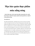 Mẹo bảo quản thực phẩm mùa nắng nóng