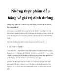 Những thực phẩm đầu bảng về giá trị dinh dưỡng