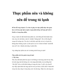 Thực phẩm nên và không nên để trong tủ lạnh