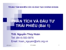 PHÂN TÍCH VÀ ĐẦU TƯ TRÁI PHIẾU