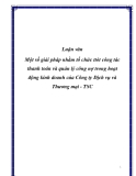Luận văn Một số giải pháp nhằm tố chức ttót công tác thanh toán và quản lý công nợ trong hoạt động kinh doanh của Công ty Dịch vụ và Thương mại - TSC