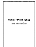 Website? Doanh nghiệp nhỏ có nên cần?