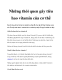 Những thói quen gây tiêu hao vitamin của cơ thể