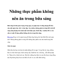 Những thực phẩm không nên ăn trong bữa sáng