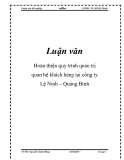 Luận văn: Hoàn thiện quy trình quản trị quan hệ khách hàng tại công ty Lệ Ninh – Quảng Bình