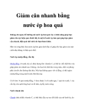 Giảm cân nhanh bằng nước ép hoa quả