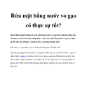 Rửa mặt bằng nước vo gạo có thực sự tốt?