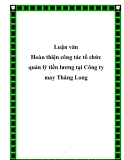 Luận văn Hoàn thiện công tác tổ chức quản lý tiền lương tại Công ty may Thăng Long