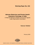 Adverse Selection and Private Health Insurance Coverage in India 