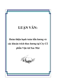 LUẬN VĂN:  Hoàn thiện hạch toán tiền lương và các khoản trích theo lương tại Cty Cổ phần Vận tải Sao Mai