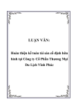 LUẬN VĂN:  Hoàn thiện kế toán tài sản cố định hữu hình tại Công ty Cổ Phần Thương Mại Du Lịch Vĩnh Phúc