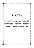 LUẬN VĂN:  Kế toán tiền lương và các khoản trích theo lương tại Công ty CP Thuơng mại Và Dịch Vụ Tổng Hợp Long Anh