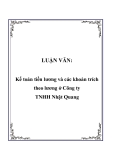 LUẬN VĂN:  Kế toán tiền lương và các khoản trích theo lương ở Công ty TNHH Nhật Quang