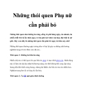 Những thói quen Phụ nữ cần phải bỏ