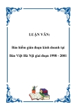 Luận văn thạc sỹ: Bảo hiểm gián đoạn kinh doanh tại Bảo Việt Hà Nội giai đoạn 1998 - 2001