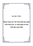 Luận văn hay:  Đảng Cộng sản Việt Nam lãnh đạo phát triển khoa học và công nghệ từ năm 1996 đến năm 2006