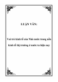  Luận văn đề tài: Vai trò kinh tế của Nhà nước trong nền kinh tế thị trường ở nước ta