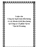 Luận văn Công tác hạch toán tiền lương và các khoản trích theo lương tại Công ty Cổ phần Vật tư Vận tải Xi măng